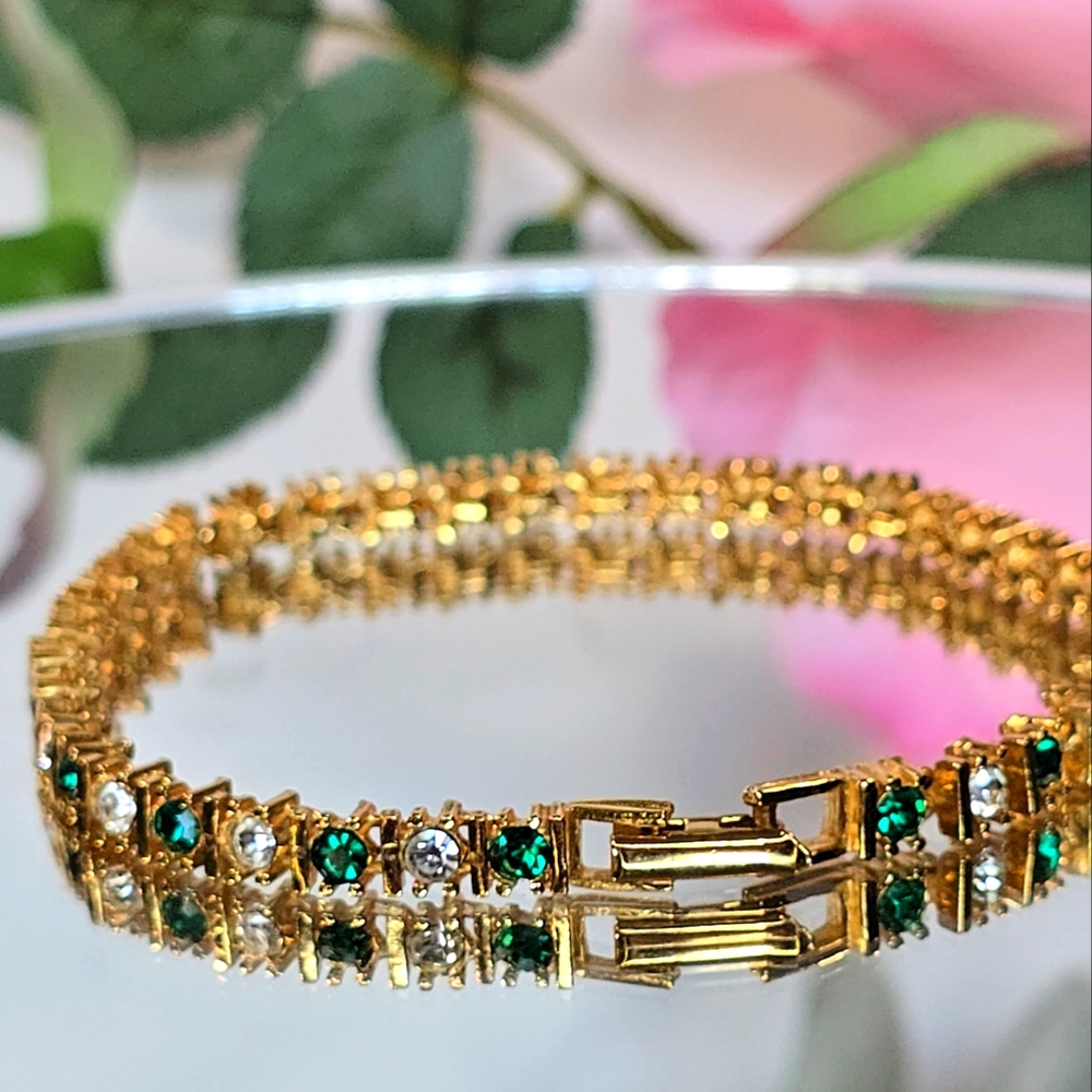 Diamond & Emerald CZ tennis Bracelet
